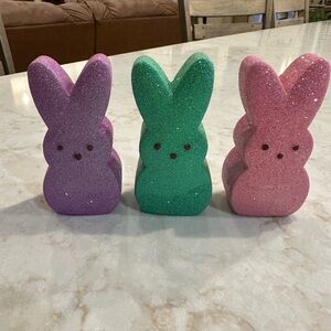 Three Glittery Ceramic Peeps